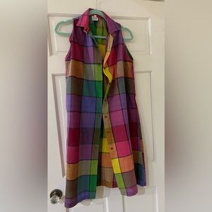 1970s rainbow patched shirt dress